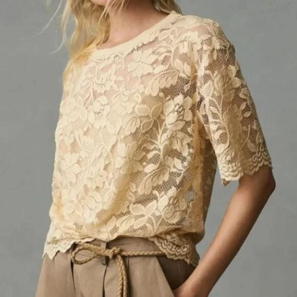 Dolan Anthropologie Lace Top Boxy Romantic Victorian Boho Western Granny Cottage - Picture 1 of 10